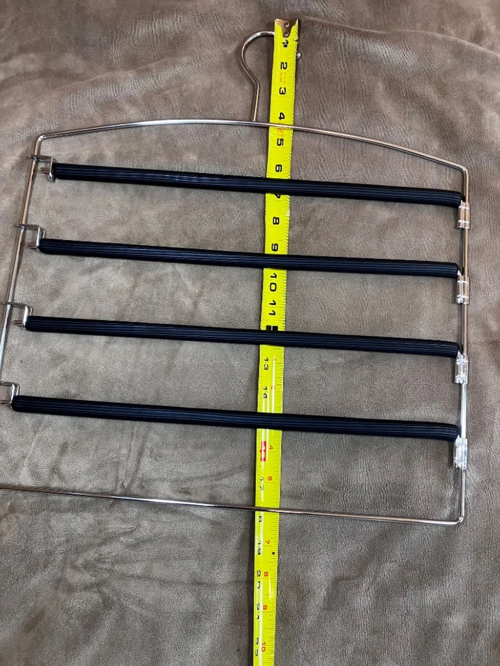 Classic Set of 4 Four-Tiered Pants Hangers with Steel & Non-Slip Rubber Clamps